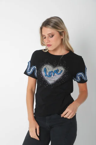 Remera BLUE LOVE STRASS GU7490 - Vista 5