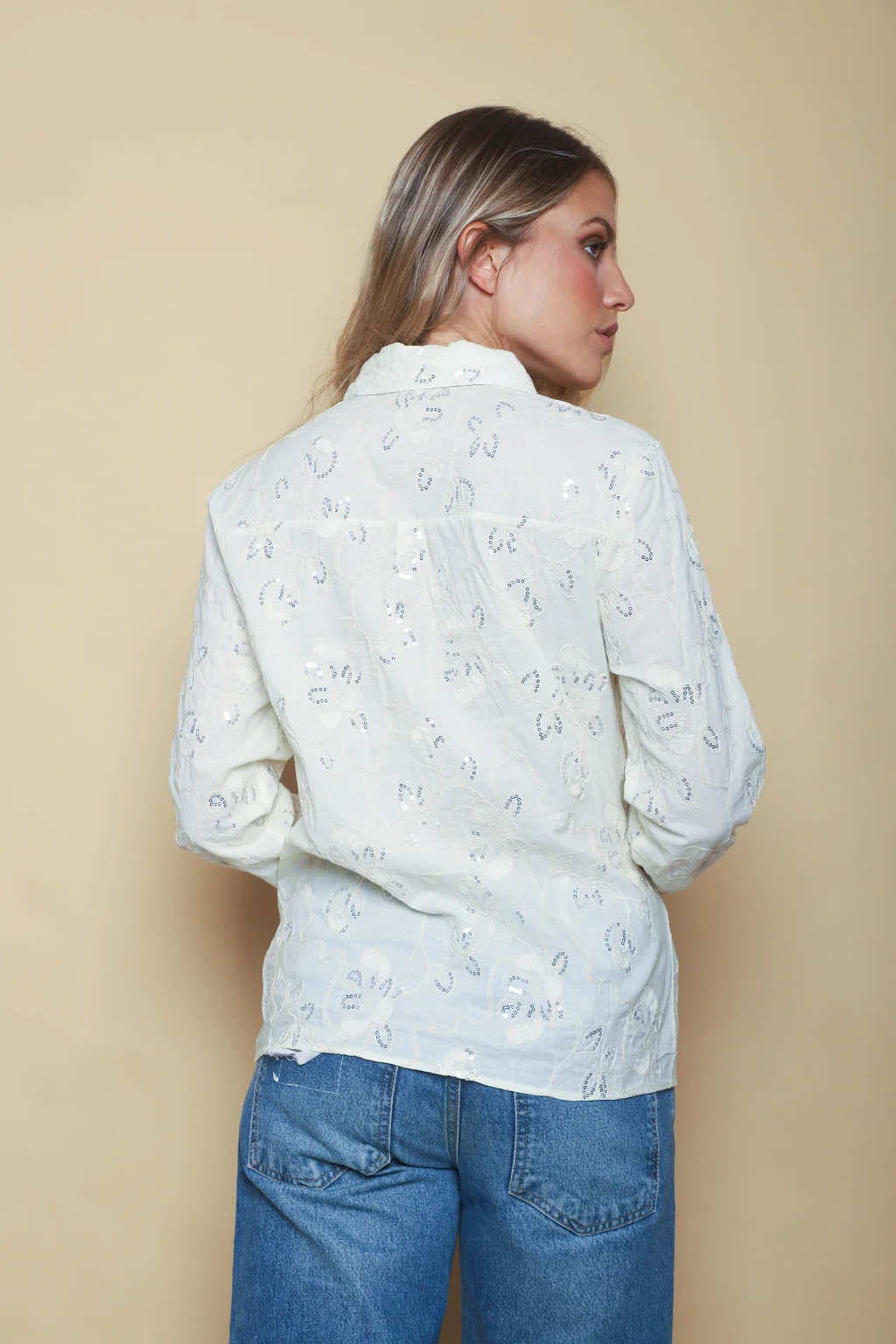 Camisa MISS  Flores Bordadas y Lentejuelas GU5195