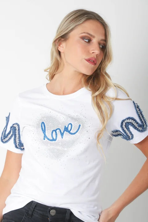 Remera BLUE LOVE STRASS GU7490