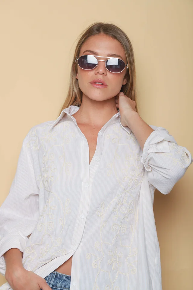 Camisa VOIRE  Rayada Bordada GU0547