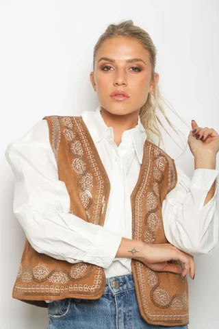 Chaleco KRAVI Gamuza Bordado GU561 - Vista 4