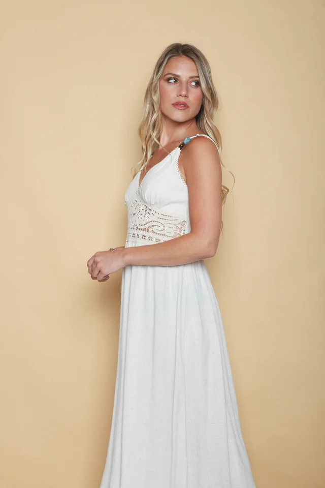 Vestido GALTIER Lino c/crochet GU0552
