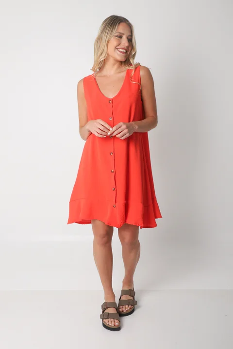 Vestido Gales Abotanado Creppe