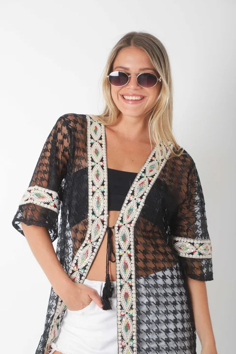 Kimono Encaje Black Munnar GU1469