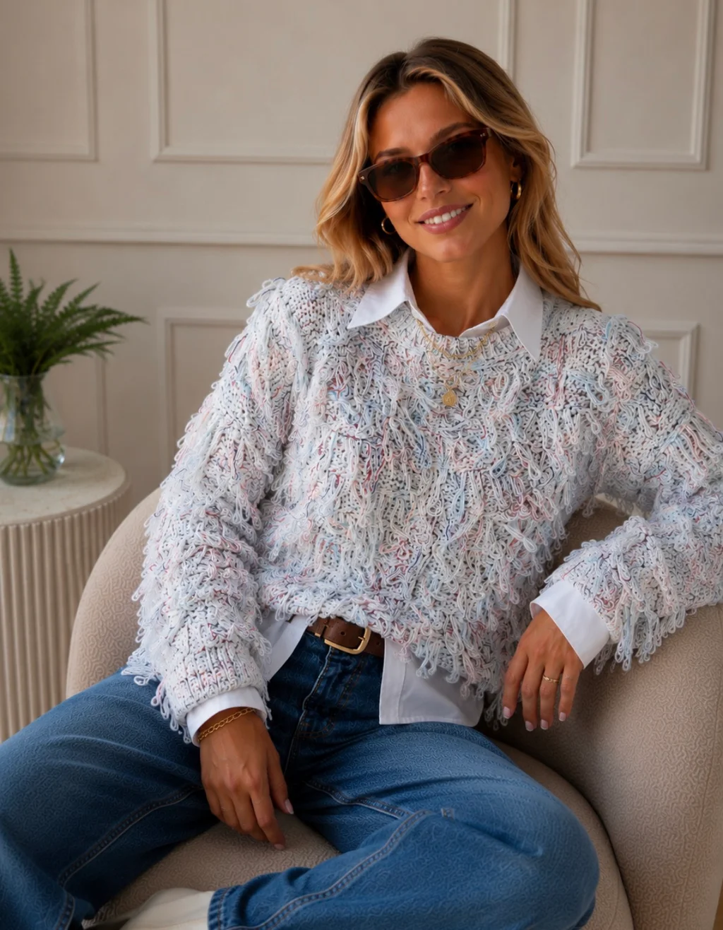 Sweater MALIBU Tejido Grueso c/ Flecos GUL74222