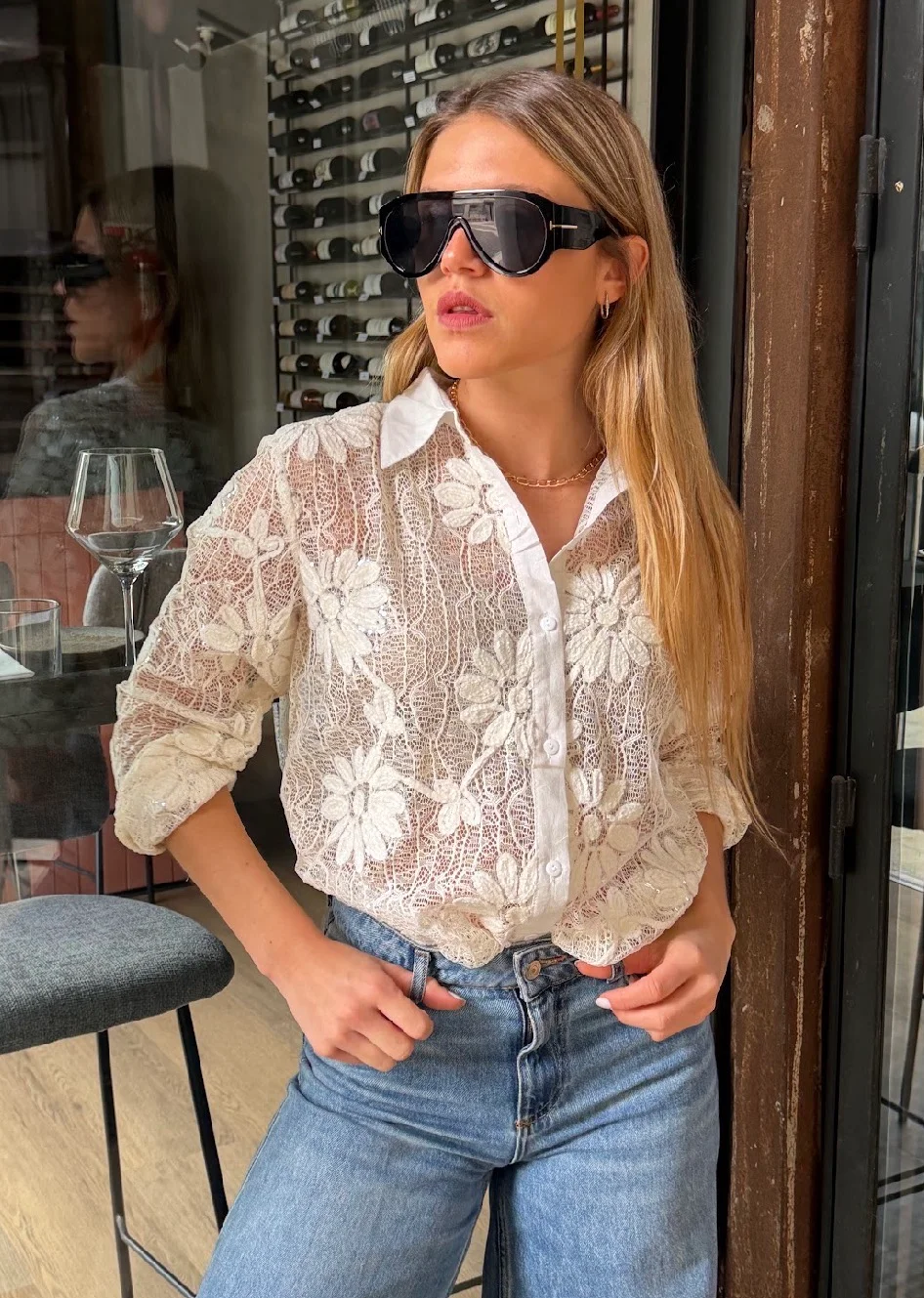 Camisa DARLIN Con Encaje y Bordado GUK70283