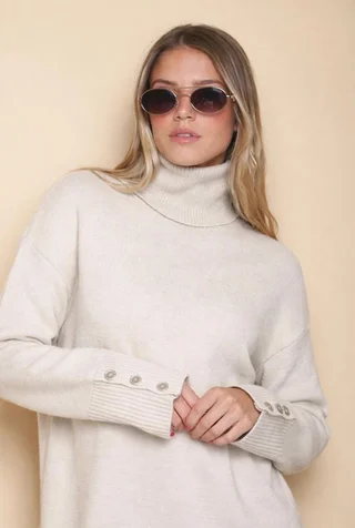 Poleron DANUBIO tejido grueso con Botones GUL836 - Vista 1