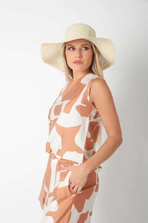 Conjunto CARMESI LINO estampado GUK70150-1/GUK70150