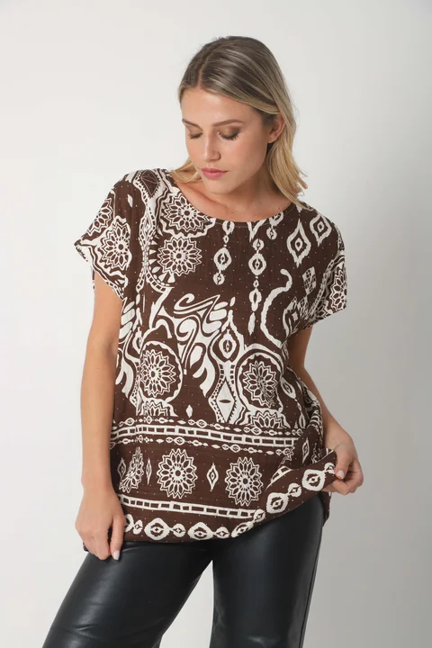 Blusa Lino Amplia Chenay Morroco c/ Strass  GU6130N