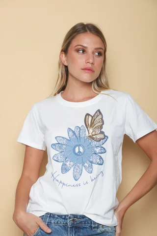 Remera HAPPINESS Bordada GU5093 - Vista 2