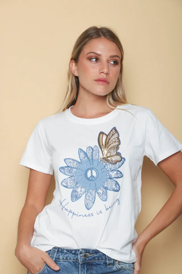 Remera HAPPINESS Bordada GU5093