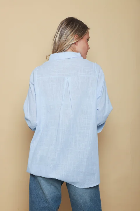 Camisa AKARI de LINO Bordada OVERSIZE GU41