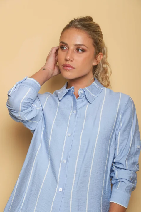 Camisa Freda Crepe Raya Intercalada