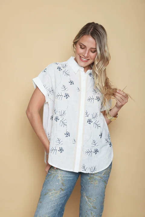 Camisa RANIERI Bordada Manga Corta GU0531