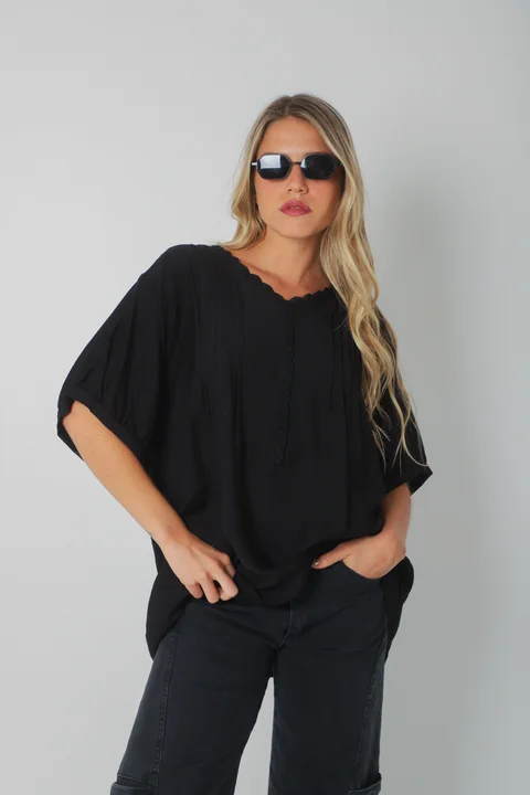 Blusa AMARE Lino c/ puntilla GU0334