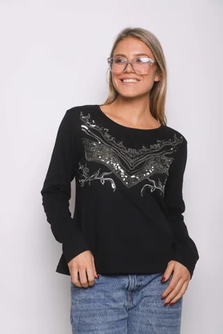 Remera Sound Manga Larga c/ Lentejuelas GUK70043 - Vista 4