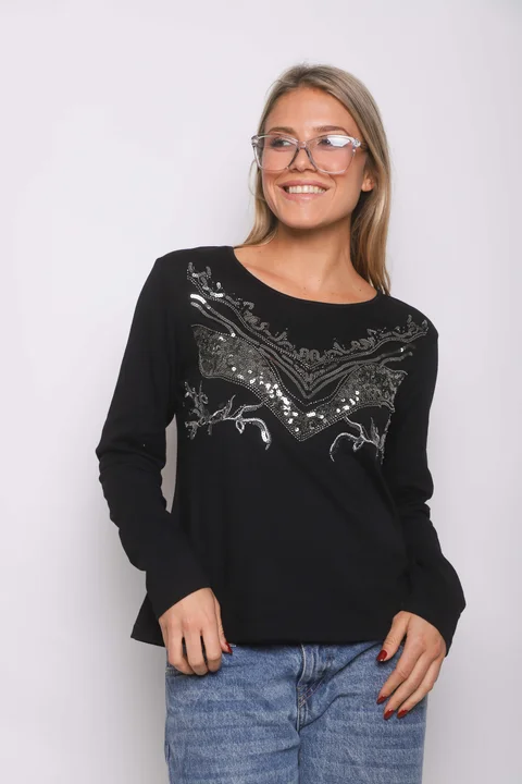 Remera Sound Manga Larga c/ Lentejuelas GUK70043
