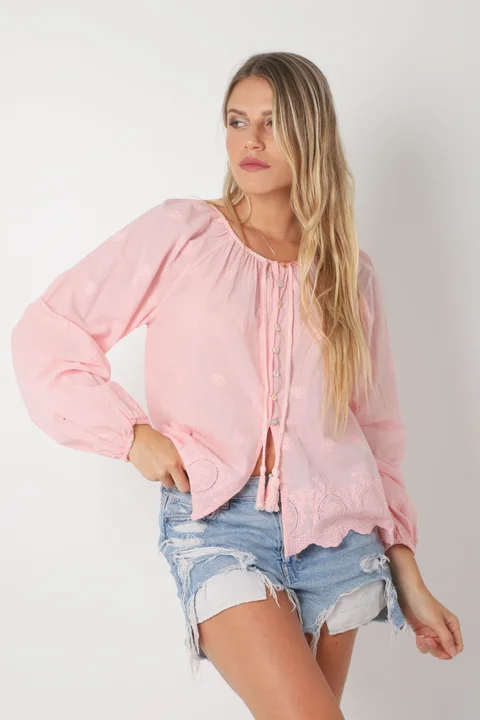 Blusa RONNEY Bordada Con Tiras GU70122