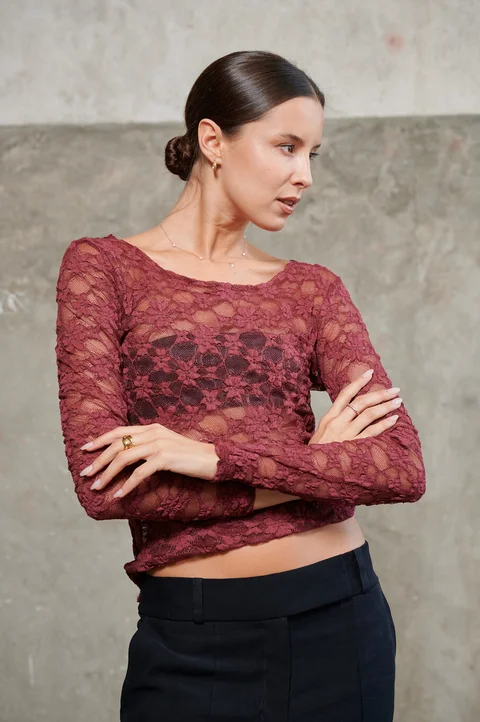 Remera Talia Encaje Elastizada GU5115