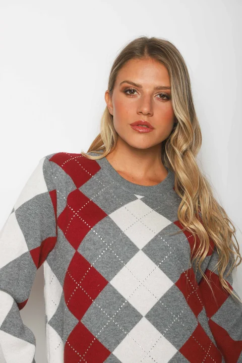 Sweater LOCH Bremer Rombo con Strass GUL840