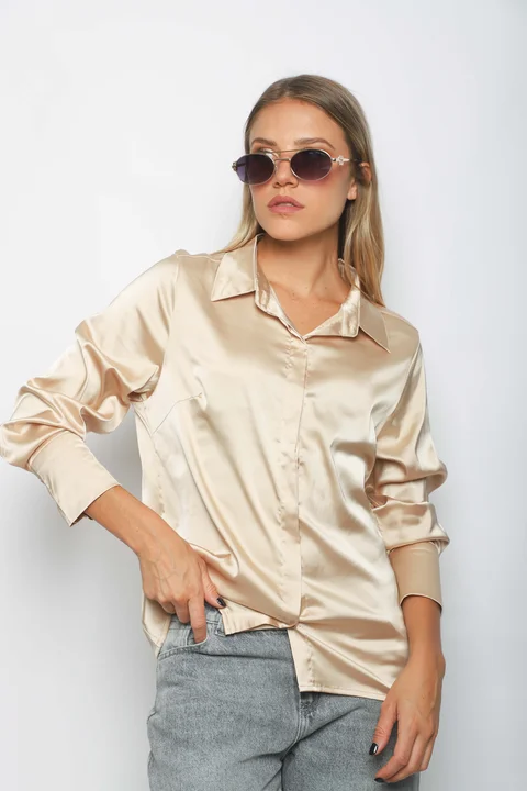 Camisa CANDI Satén Manga Larga GUV53