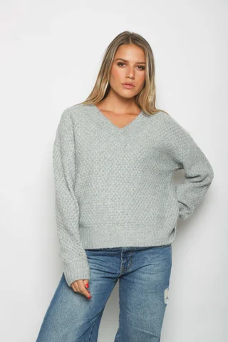 Sweater Kiria Escote V Tejido Grueso GU81330 - Vista 4
