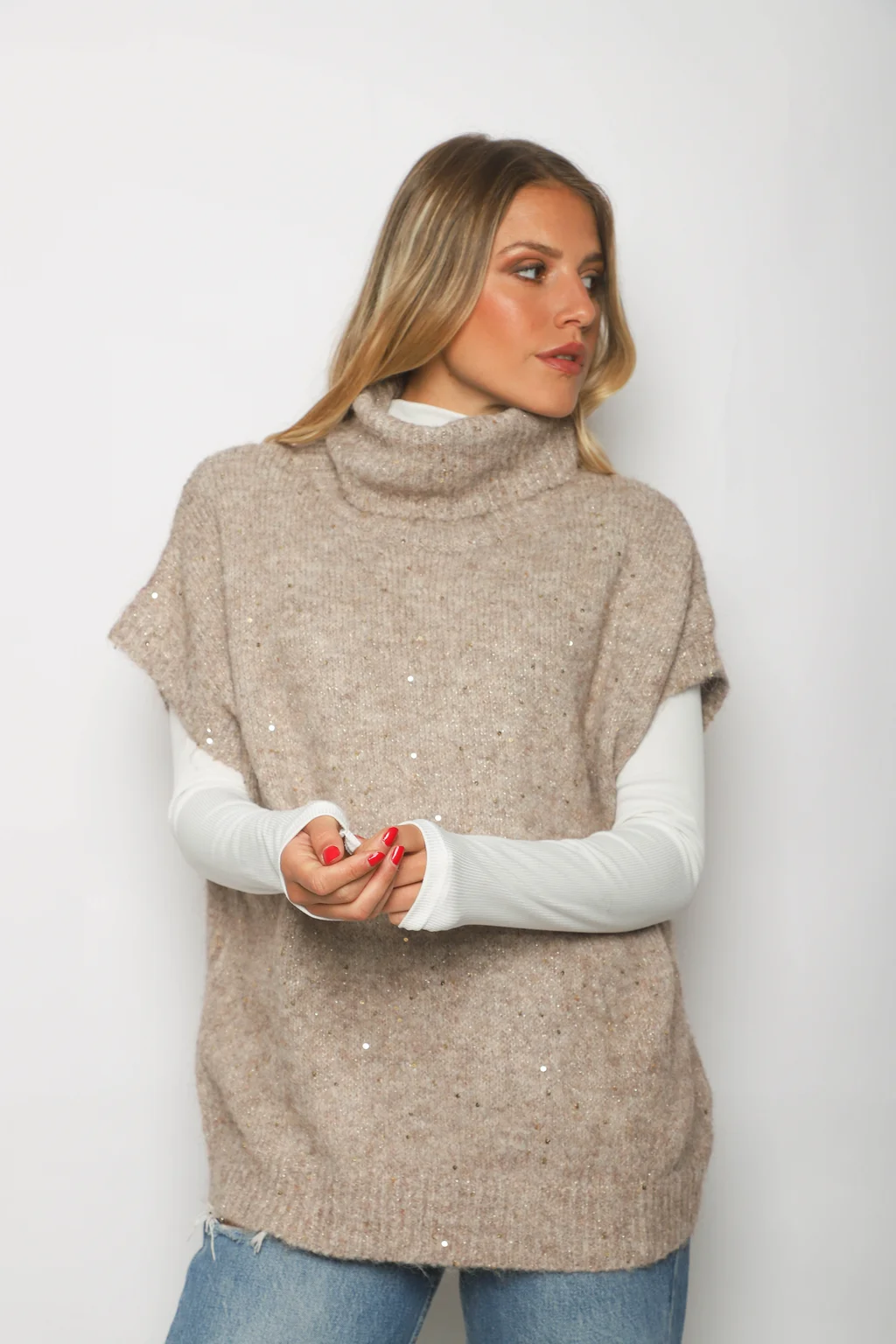 Polera MOMMA Manga Corta con Lentejuelas GU67601