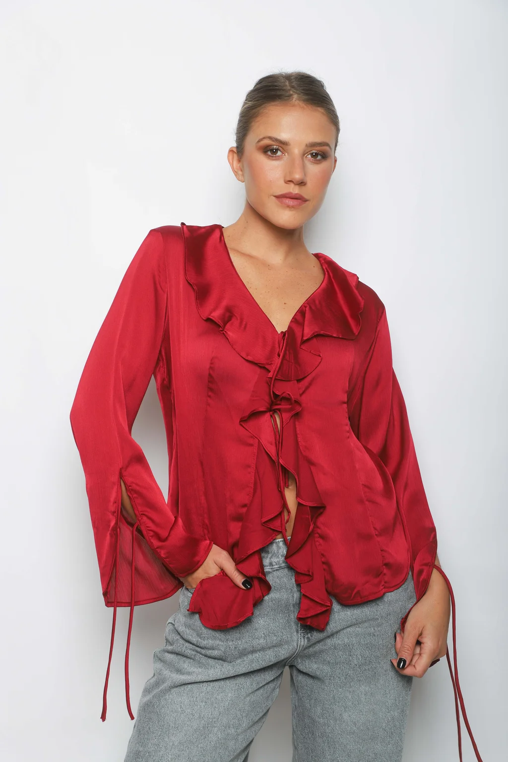 Blusa WENDY SATEN C/Volados GU0343