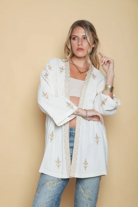 Kimono SIBYL lino c/bordado GU0540