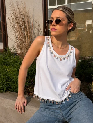 Musculosa Bordada c/ aplique Caracoles GU5207 - Vista 5