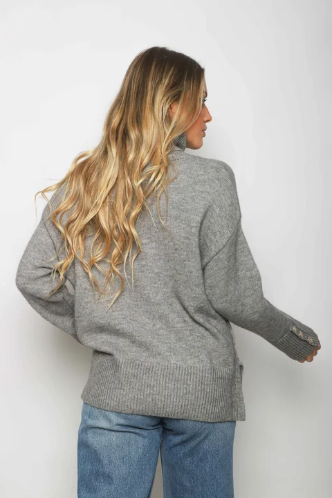 Poleron DANUBIO tejido grueso con Botones GUL836