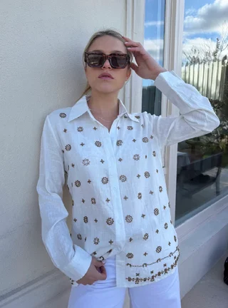 Camisa PUIGARI Lino Bordada GU70238 - Vista 6