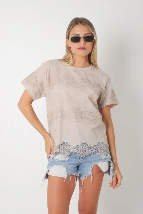 Remera KOISY Broderie Bordada GU5164