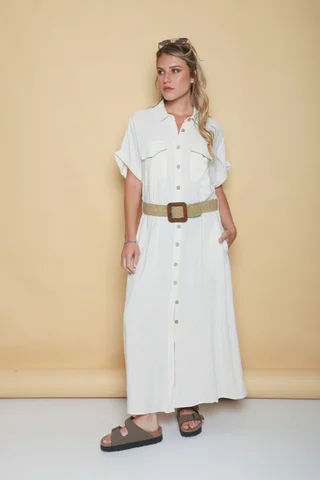 Vestido KAVALI Camisero Lino c/ Cinto GU0548 - Vista 3