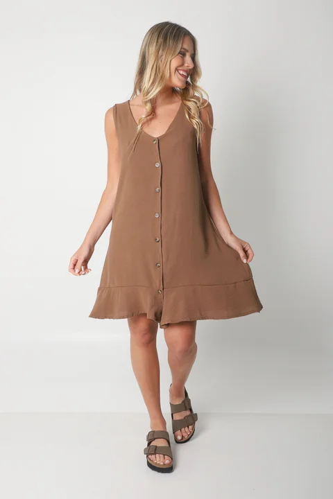 Vestido Gales Abotanado Creppe