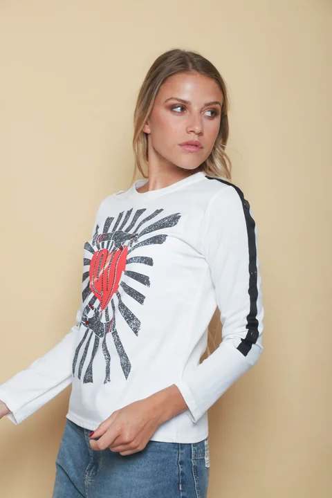 Remera Manga Larga Kotao c/ Botones en Mangas GU5124