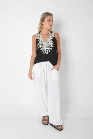 Musculosa LIBERTY de Lino BORDADA GU2525 - Vista 5