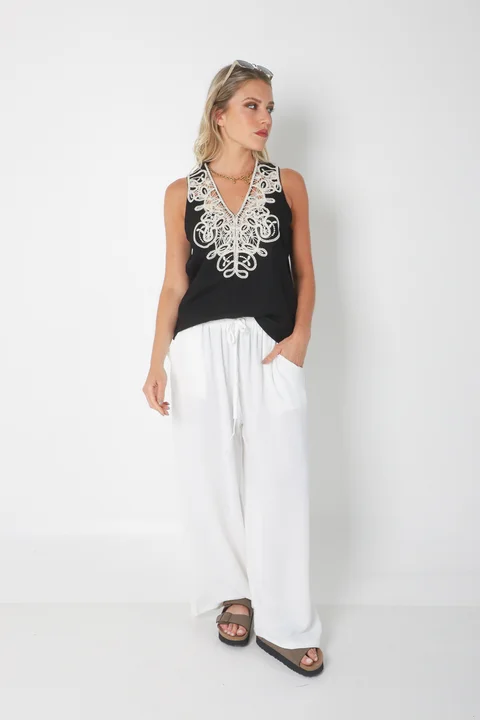 Musculosa LIBERTY de Lino BORDADA GU2525