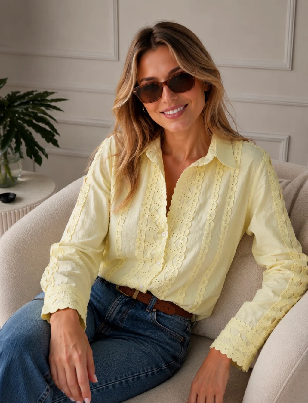 Camisa FRENESI Guardas Guipiur GUK70198 AMARILLO