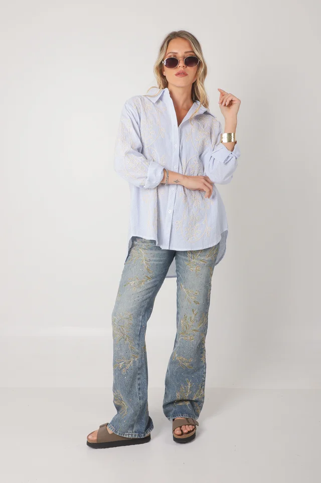 Camisa VOIRE  Rayada Bordada GU0547