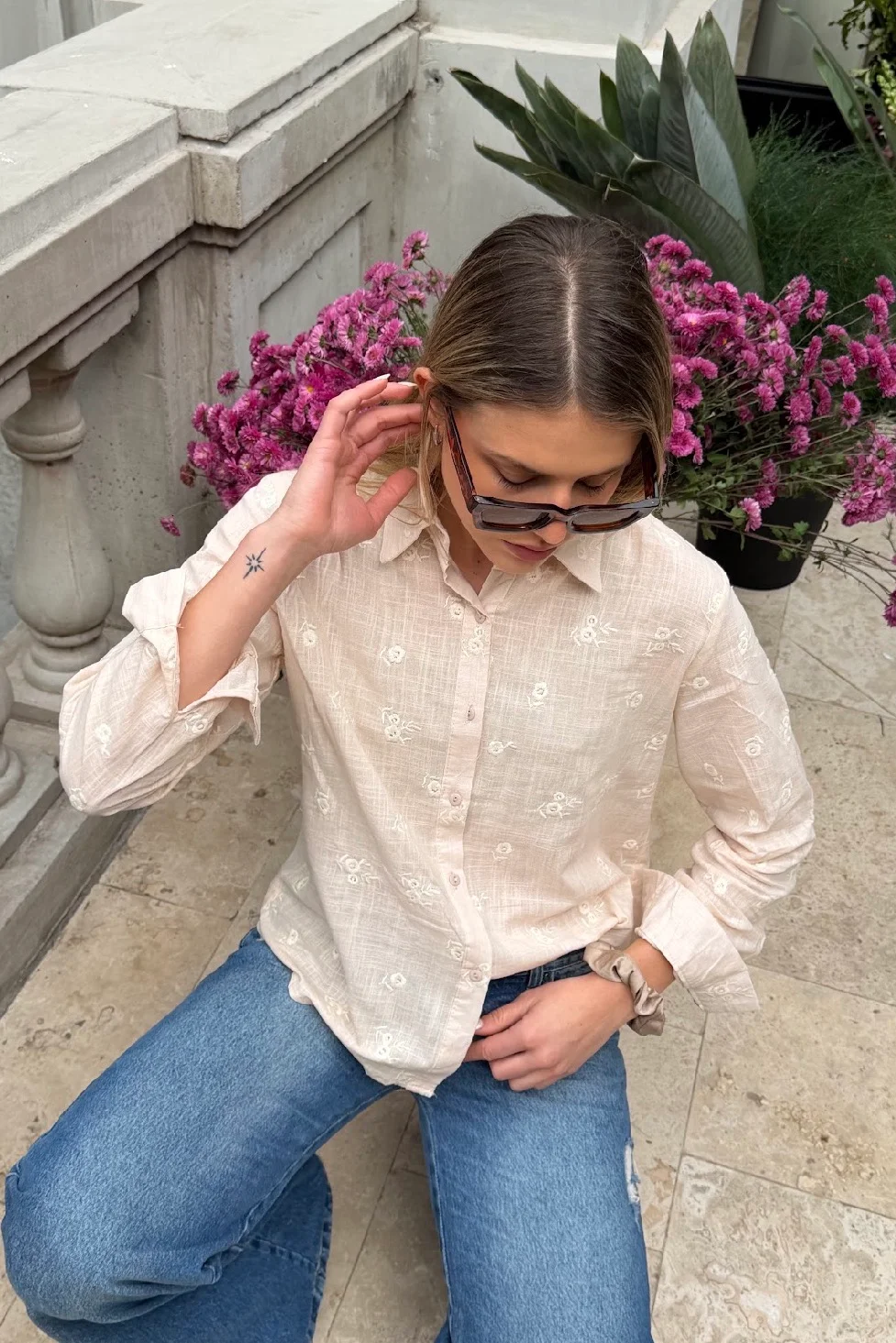 Camisa ROSMARY Lino Bordada GU70242