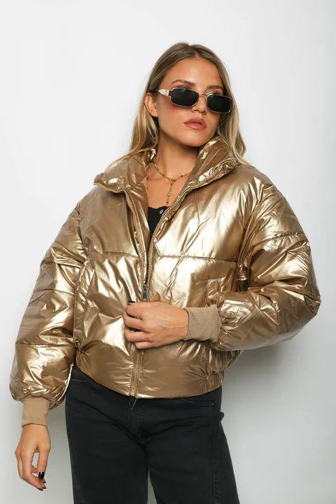Campera Puffer Silver  Metalizada Velvet GUK2039