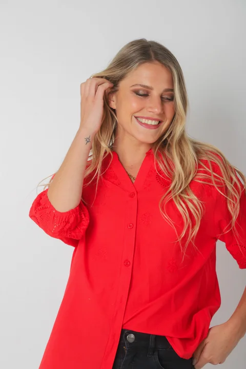 Blusa MAURA Broderie Bordada c/ Puño y Manga 3/4 GU0335