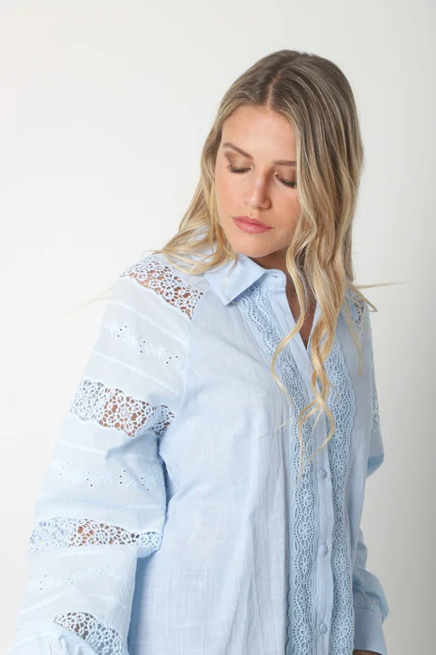 Camisa LAFINUR Lino y Broderie GUL70183