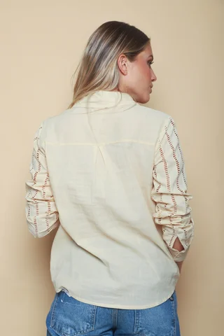 Camisa MERIDA Broderie Mangas Caladas GUK4108 - Vista 6