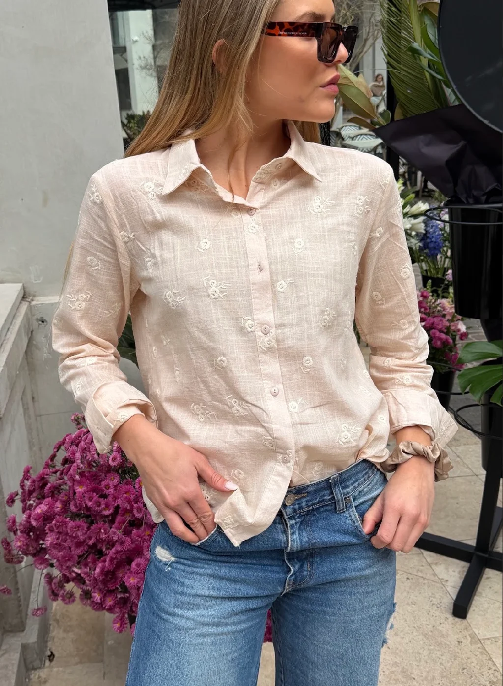 Camisa ROSMARY Lino Bordada GU70242