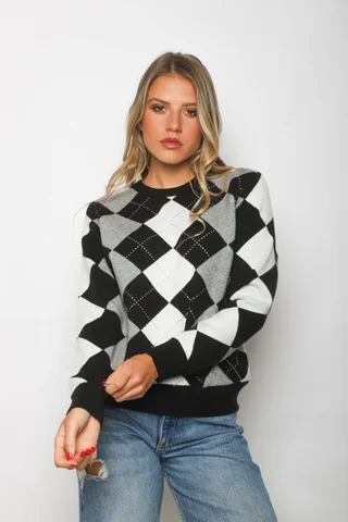 Sweater LOCH Bremer Rombo con Strass GUL840 - Vista 1