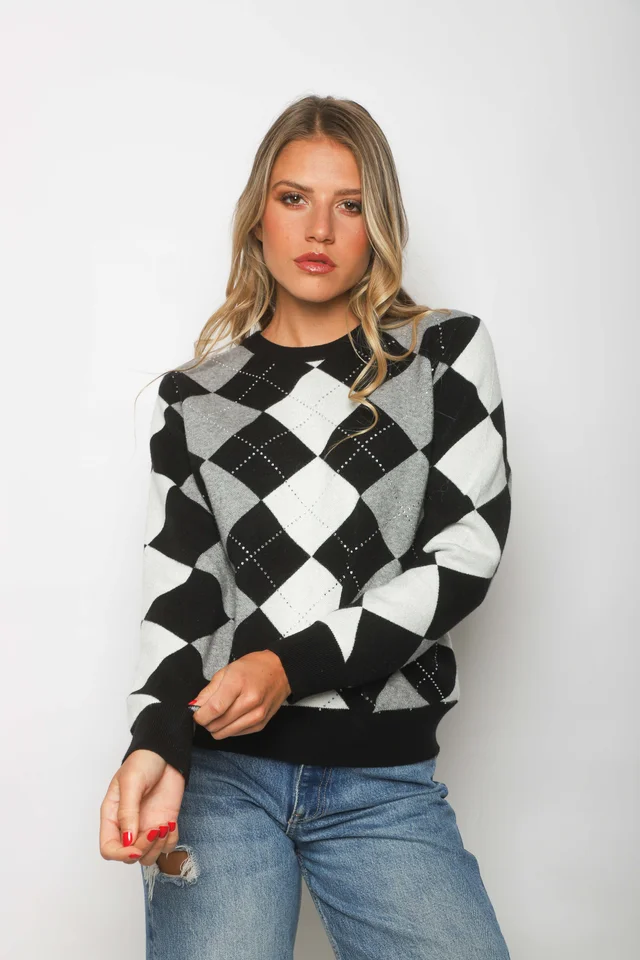 Sweater LOCH Bremer Rombo con Strass GUL840