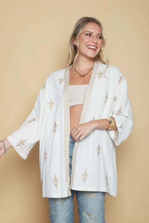 Kimono SIBYL lino c/bordado GU0540