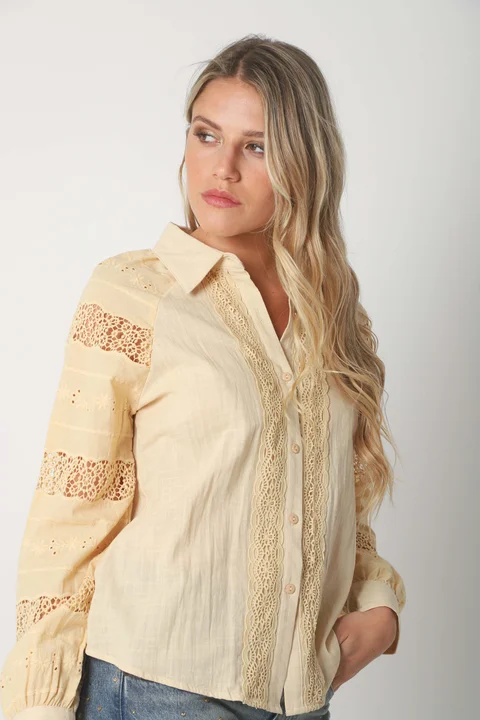 Camisa LAFINUR Lino y Broderie GUL70183